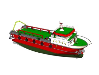 现代大型渔船草图大师模型，货船sketchup模型下载