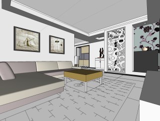    中式室内 家装设计sketchup模型下载， 家装草图大师模型下载