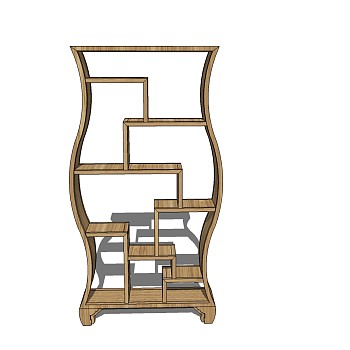 中式博古架家具模型草图大师模型，博古架模型sketchup下载