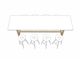 北欧餐桌椅su模型，餐桌椅草图大师模型下载
