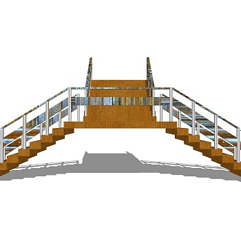 现代双合式楼梯草图大师模型，双合式楼梯sketchup模型免费下载