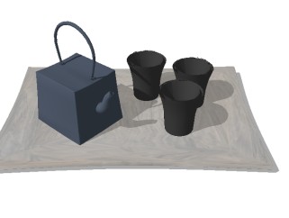 茶壶茶杯组合草图大师模型，茶具sketchup模型