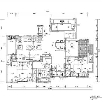 北欧三室两厅122㎡新港名花园施工图CAD图纸下载