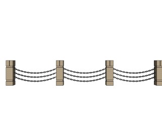 现代铁索栏杆su模型下载、铁索栏杆草图大师模型下载