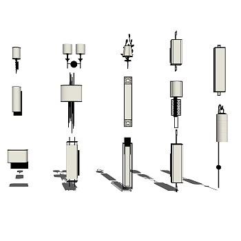 新中式壁灯组合草图大师模型，壁灯sketchup模型下载