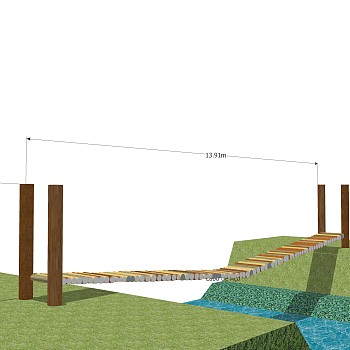 吊桥草图大师模型设计下载，sketchup吊桥su模型分享