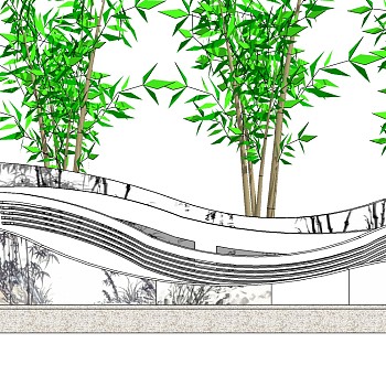 现代景观墙SU模型下载，景观墙skb模型分享