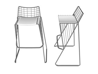 现代白色金属吧椅草图大师模型，固定吧椅sketchup模型下载