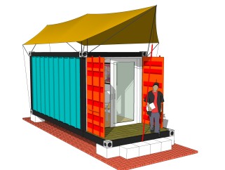 现代集装箱房屋草图大师模型，改造房sketchup模型下载