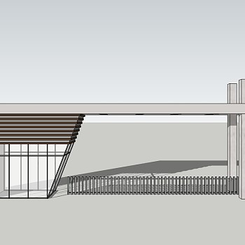 现代学校大门草图大师模型，学校大门sketchup模型下载