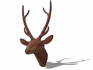 北欧木质鹿头艺术品挂件草图大师模型，挂件sketchup模型下载