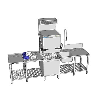现代自动洗碗机su模型下载，洗碗机草图大师模型