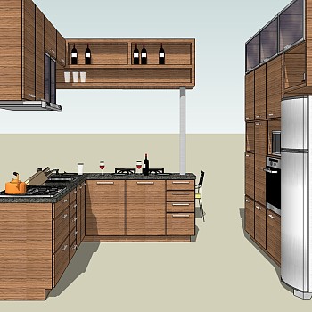 现代橱柜草图大师模型，橱柜sketchup模型下载