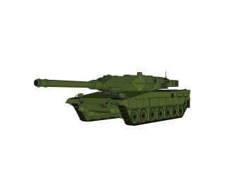 德国Leopard豹2A6主站坦克su模型，坦克草图大师模型下载