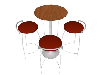 现代吧台桌椅组合sketchup模型，桌椅组合草图大师模型下载