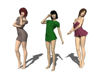 现代3D美女组合草图大师模型，人物sketchup模型下载