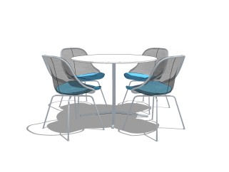 现代休闲桌椅免费su模型，休闲桌椅sketchup模型下载