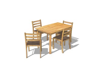 现代餐桌椅免费su模型，餐桌椅skp模型下载