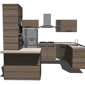 北欧橱柜草图大师模型，橱柜sketchup模型