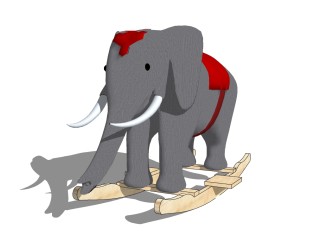 现代大象跷跷板草图大师模型，大象跷跷板sketchup模型下载