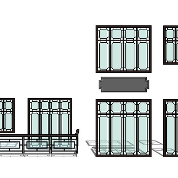 现代窗户草图大师模型，窗户sketchup模型下载