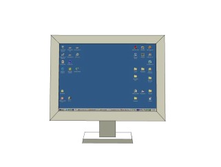 复古台式电脑草图大师模型，电脑SU模型下载