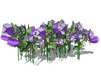 紫叶酢浆草花丛草图大师模型，花丛sketchup模型免费下载