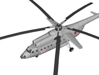 苏联MI-6吊钩重型运输直升机su模型,苏联MI-6吊钩重型运输直升机sketchup模型下载