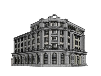 欧式旅馆草图大师模型，旅馆sketchup模型