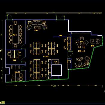 办公室装修施工图全套CAD平面施工图，CAD建筑图纸免费下载