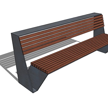 现代条形座椅SU模型下载，长椅草图大师模型下载