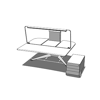   现代 简约办公桌草图大师模型，办公桌sketchup模型下载