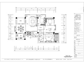 客厅家装户型图三居CAD，免费下载