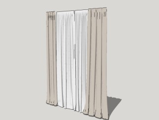 常用日式现代简约窗帘的草图模型，窗帘sketchup模型库