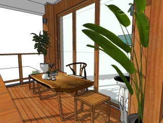 两款小阳台设计草图模型，小阳台设计草图模型sketchup下载