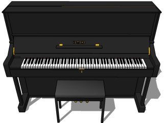 黑色古典优雅钢琴草图模型，钢琴草图模型sketchup模型库