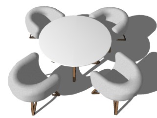 现代四人餐桌草图模型，餐桌草图模型sketchup模型库
