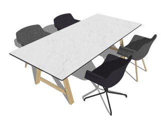 现代桌椅组合草图大师模型，桌椅组合sketchup模型