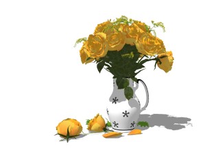 现代花瓶花卉草图大师模型，花瓶花卉sketchup模型