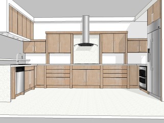 北欧开放式厨房草图大师模型，厨房sketchup模型