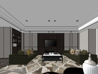 现代客厅草图大师模型，客厅sketchup模型