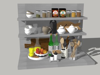 现代厨房器具调味品草图大师模型，厨房器具sketchup模型