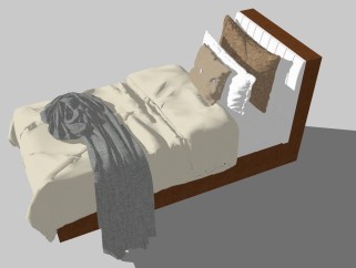 现代单人床草图大师模型，单人床sketchup模型