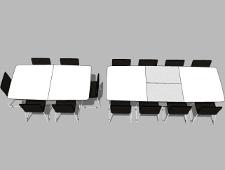现代会议桌椅组合草图大师模型，会议桌椅sketchup模型