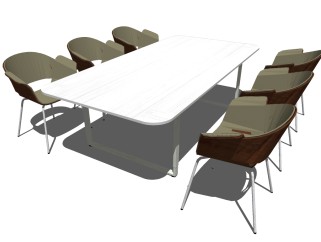 现代餐桌椅组合草图大师模型，餐桌椅sketchup模型