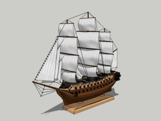 现代帆船摆件草图大师模型，帆船sketchup模型