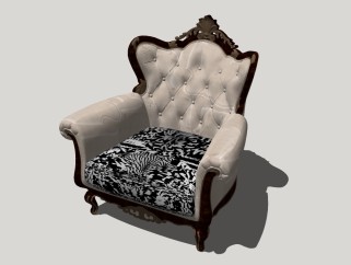 欧式古典单人沙发草图大师模型，沙发sketchup模型