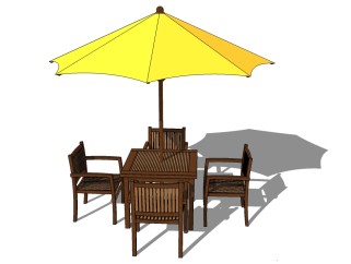 中式实木户外椅组合草图大师模型，户外椅sketchup模型