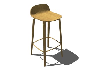 现代实木吧凳草图大师模型，吧台凳sketchup模型