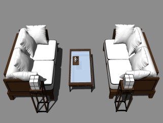 中式沙发组合草图大师模型，沙发sketchup模型